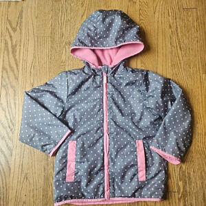 Carter's light, Grey with polka dots hooded coat girls size 5-6